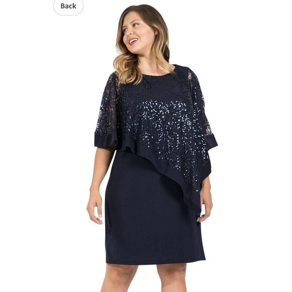 R&M Richards 8749W Blue Short Plus Size Mother Of The Bride Size 22w - Picture 1 of 2